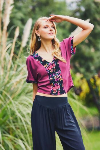 Blouse patchée violette 1