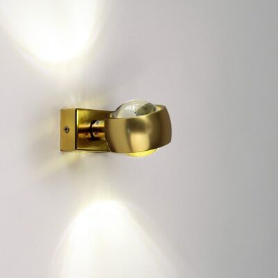 s.LUCE Beam aplique de pared Up & Down con lentes de vidrio color dorado (SKA-72801)