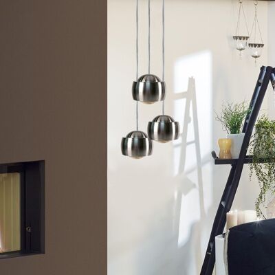 s.LUCE Beam LED sospensione con lente in vetro Ø 12cm alluminio spazzolato brush