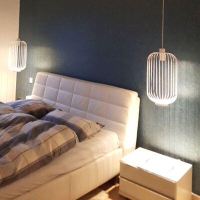 s.LUCE Rooms M lampada a sospensione reticolare diretta e indiretta Ø30cm - bianca