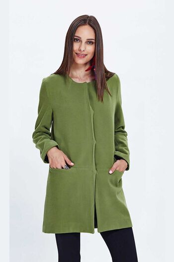 Manteau Col Rond Vert 1