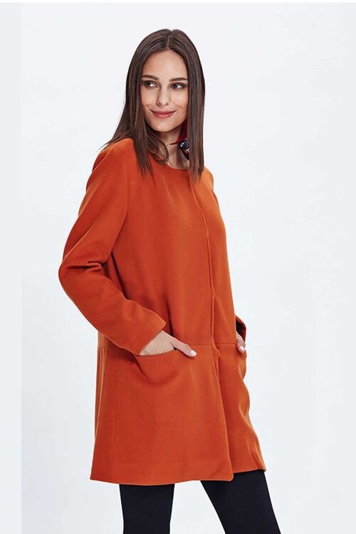 Round Neck Coat Orange