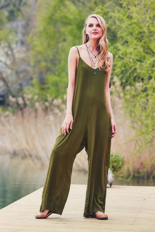 Spaghetti Strap Jumpsuit Green