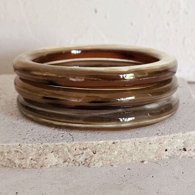 Bracciale rigido in corno - 1 cm - Rotondo - Biondo naturale