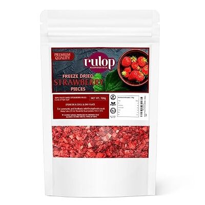 Rulop Gefriergetrocknete Erdbeerstücke - 100g | Unwiderstehlich knuspriges Topping