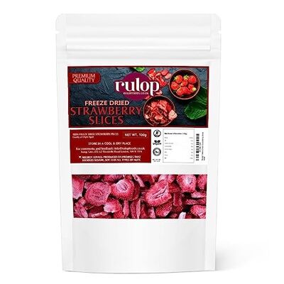 Rulop Gefriergetrocknete Erdbeerscheiben - Lecker und knusprig 100g Packung -