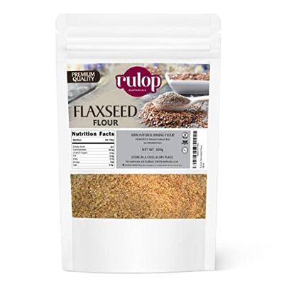 Farina di semi di lino Rulop, 500 g, senza glutine, farina di semi di lino/semi di lino a basso contenuto di carboidrati