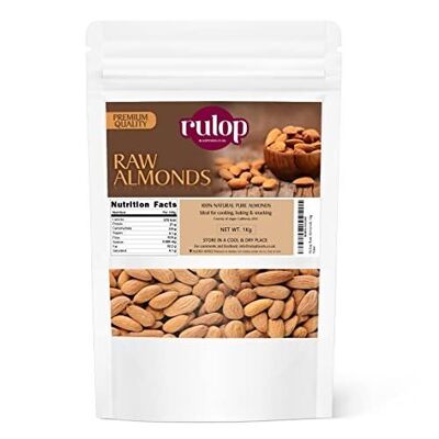 Rulop Raw Almonds 1kg, Premium Vegan Almonds Packed in a Resealable Pouch