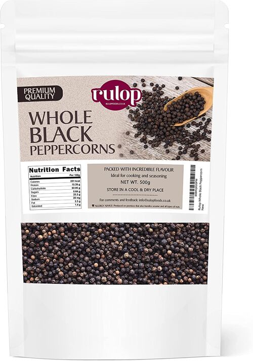 Rulop Black Peppercorn 500g - Gourmet Black Peppercorn - Black Peppercorns for G
