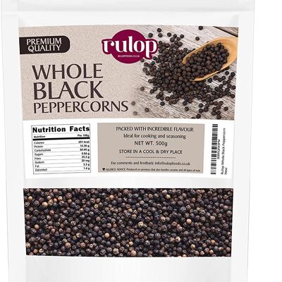 Poivre Noir Rulop 500g - Poivre Noir Gourmet - Poivre Noir en Grains pour G