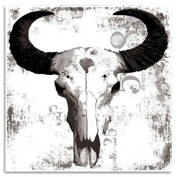 Image en verre acrylique - Bulls Skull Noir 1