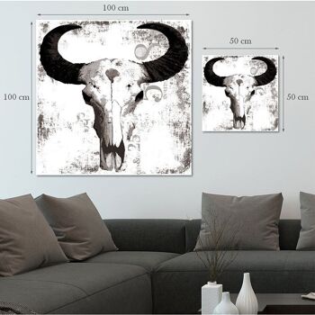 Image en verre acrylique - Bulls Skull Noir 3