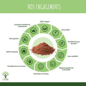 Cacao Bio en Poudre - Boisson Chaude Pâtisserie - Goût Intense - Sans sucre - 100% Fève de Cacao - Conditionné en France - Certifié par Ecocert - 400g 4