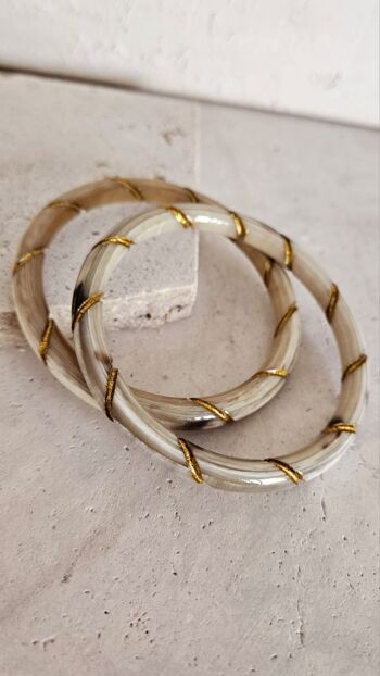 Bracelet Jonc Corne - 7 mm - Twisted Gold - Natural Blond 7