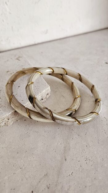 Bracelet Jonc Corne - 7 mm - Twisted Gold - Natural Blond 9