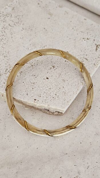Bracelet Jonc Corne - 5 mm - Twisted Gold - Natural Blond 7
