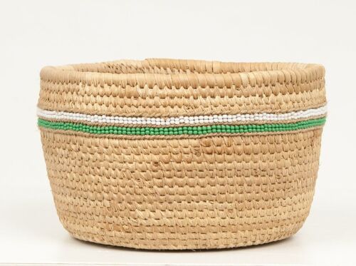 KIJANI: Green Beaded Doum Palm Leaf Baskets