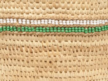 KIJANI : Paniers en feuille de palmier Doum avec perles vertes 3