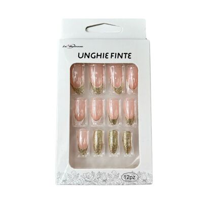 Faux ongles press on nails La Bellezza 12 ongles - Golden French