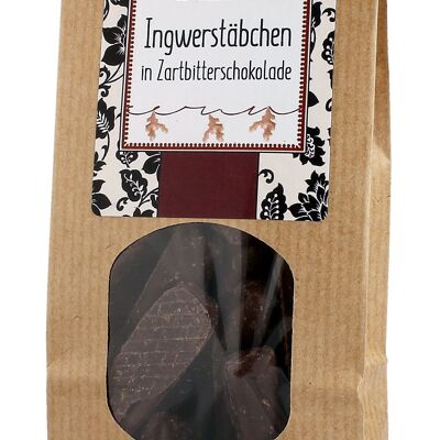 Ginger sticks in dark chocolate 125g bag