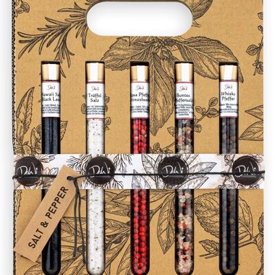 Spice Tube 5-piece gift set - Salt and Pepper