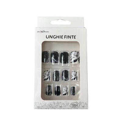 Faux ongles press on nails La Bellezza 12 ongles - Black Marble