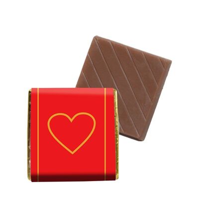 Neapolitaner aus Milchschokolade mit „Herz“-Aufdruck und Gold
