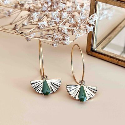 L'Adorable green drop fan hoop earrings