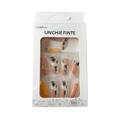 Faux ongles press on nails La Bellezza 12 ongles - Black Flowers