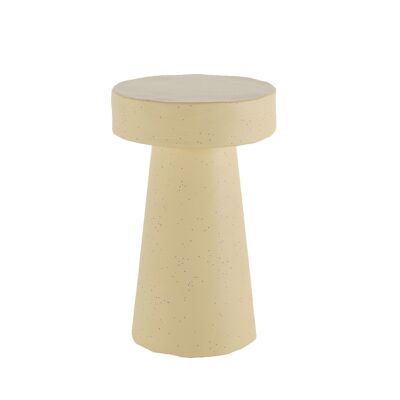 Small round designer side table in Anemone pink speckled magnesia