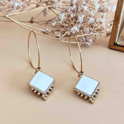 La Fascinante white mother-of-pearl diamond earrings