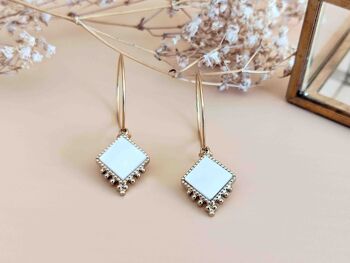 Boucles d'oreilles losange nacre blanche La Fascinante 5