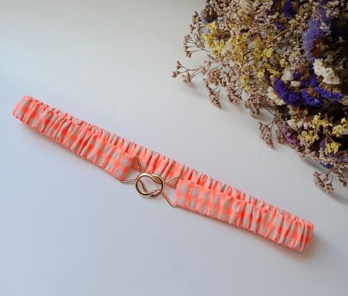 Ceinture élastique VICHY ORANGE FLUO