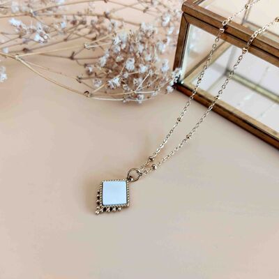 La Fascinante white mother-of-pearl diamond pendant necklace