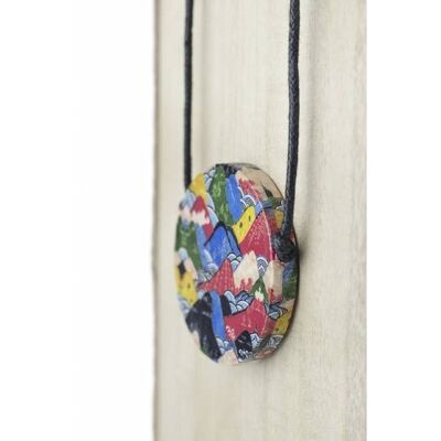 Decoupage round pendant