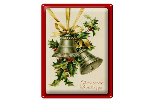 Blechschild Weihnachtszweig Glocke Christmas 30x40cm