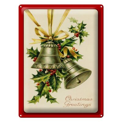 Blechschild Weihnachtszweig Glocke Christmas 30x40cm