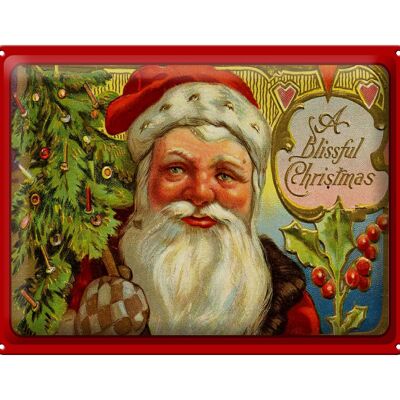Cartel de chapa Navidad Papá Noel Árbol de Navidad 40x30cm
