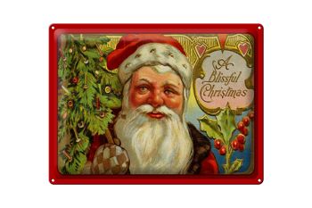 Plaque en tôle Noël Père Noël Sapin de Noël 40x30cm 1