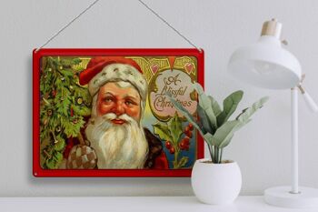 Plaque en tôle Noël Père Noël Sapin de Noël 40x30cm 3