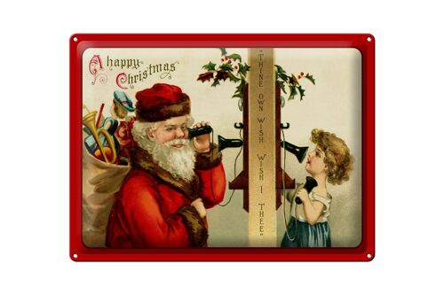 Blechschild Weihnachten Geschenke Santa Claus 40x30cm