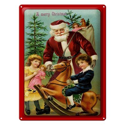 Tin sign Santa Claus Christmas tree gifts 30x40cm