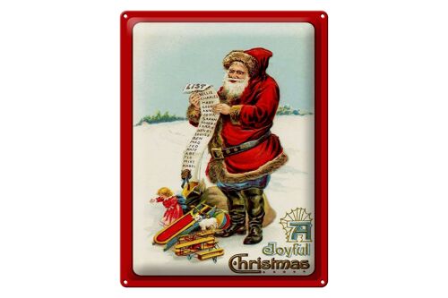 Blechschild Weihnachten Santa Claus Geschenke Schnee 30x40cm