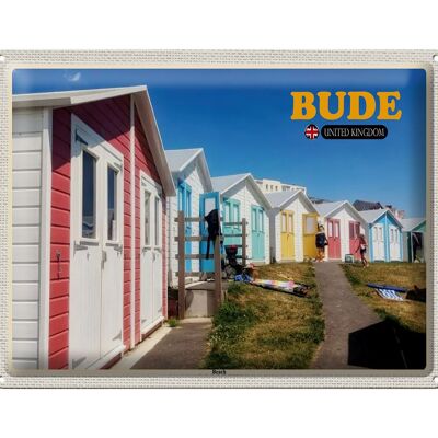 Cartel de chapa ciudades Reino Unido Bude Beach 40x30cm