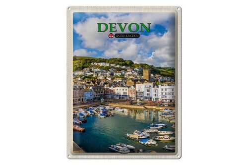 Blechschild Städte Devon United Kingdom Harbour 30x40cm