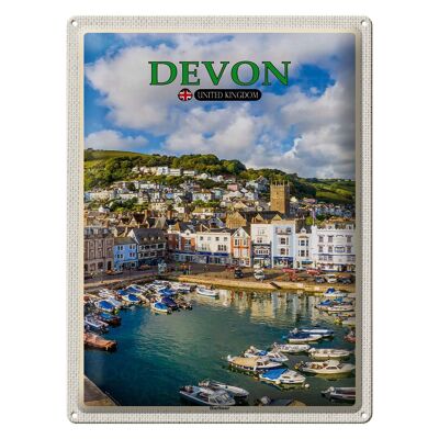 Cartel de chapa ciudades Devon Reino Unido Puerto 30x40cm
