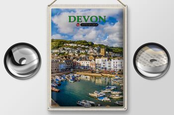 Panneau en étain villes Devon Royaume-Uni Port 30x40cm 2
