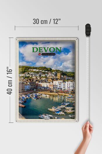 Panneau en étain villes Devon Royaume-Uni Port 30x40cm 4