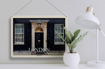 Panneau en étain Villes Angleterre Royaume-Uni Downing Street 10 40x30cm 3