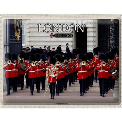 Cartel de chapa ciudades Changingt the Guard London 40x30cm